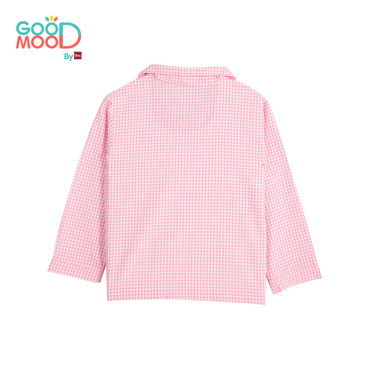 Good Mood by bsc ชุดนอนแขนยาว+กางเกงขายาวลายสก็อต สีชมพู สำหรับเด็กอายุ 2-9 ปี ผ้า Woven Cotton ENFANT
