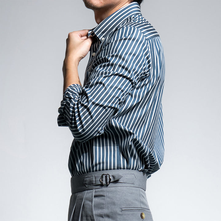 era-won เสื้อเชิ้ต Dress Shirt Striped สี Sea florence (Blue Bird) 