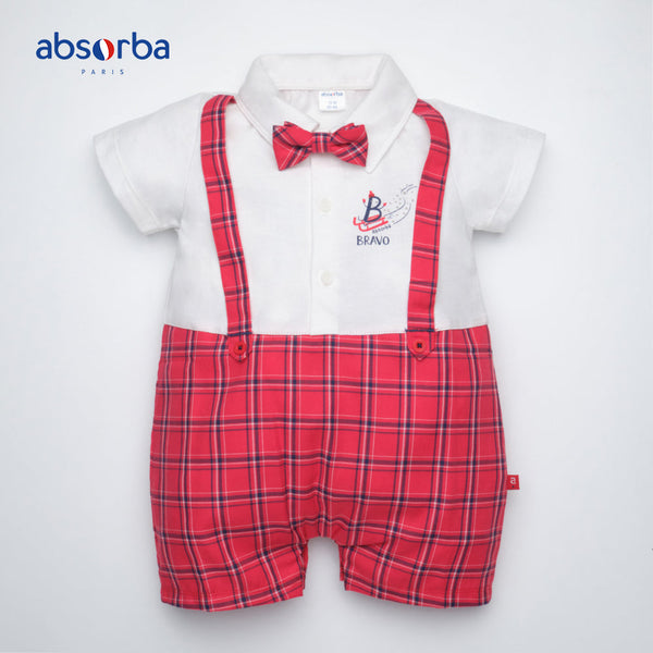 แอ็บซอร์บา ชุดเอี๊ยมหมีสั้น สำหรับเด็กอายุ 3 - 6 เดือน คอลเลคชั่น Lovely Check ICCSHOPPING