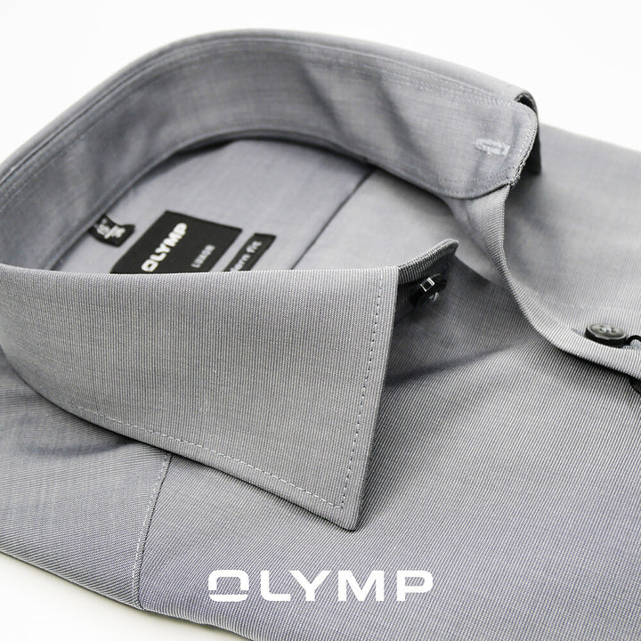 OLYMP LUXOR Shirt เสื้อเชิ้ตชาย  สีเทา ผ้าเท็กเจอร์ลายขัด ทรงหลวม ใส่สบาย รีดง่าย  NOSLUX 