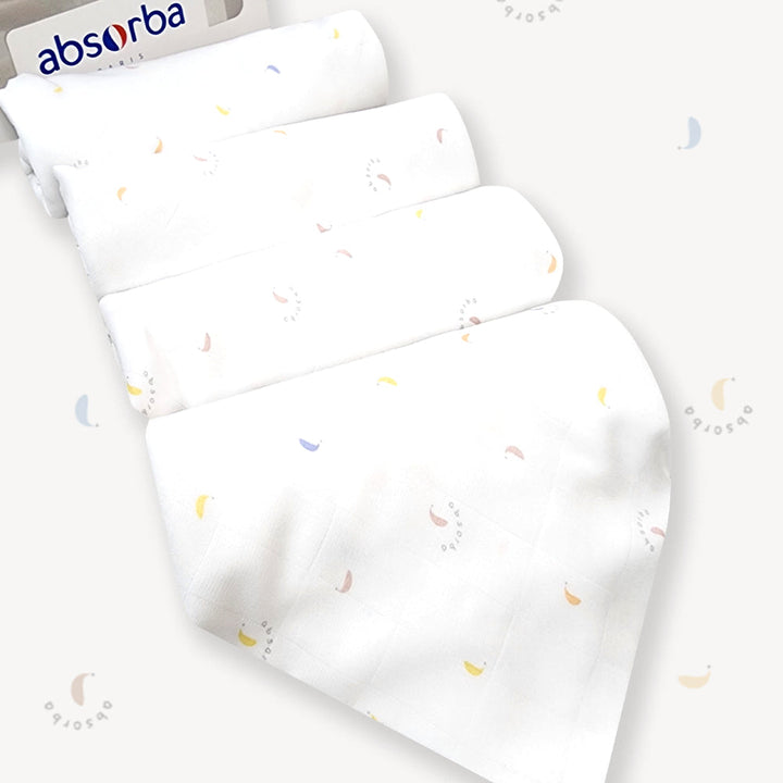 แอ็บซอร์บา (แพ็ค 4 ผืน) ผ้าอ้อมเด็กแรกเกิด Bamboo Extra Soft ขนาด 30x30 นิ้ว ทอ 2 ชั้น ลาย Bamboo Print ICCSHOPPING
