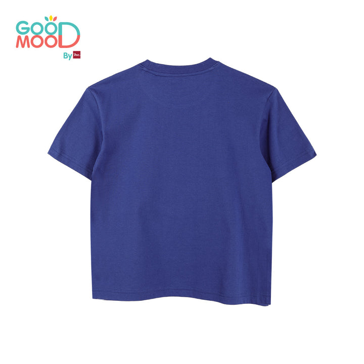 Good Mood by bsc เสื้อยืดคอกลม แขนสั้น สีน้ำเงิน + PATCHES ลายตัวเลข 6 ชิ้น สำหรับเด็กอายุ 2-9 ปี ผ้าคอตตอน ICCSHOPPING