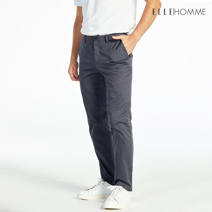 ELLE HOMME กางเกงชิโน่ ทรงสลิมฟิต ปักโลโก้ EH สีเทาเข้ม W8L275 