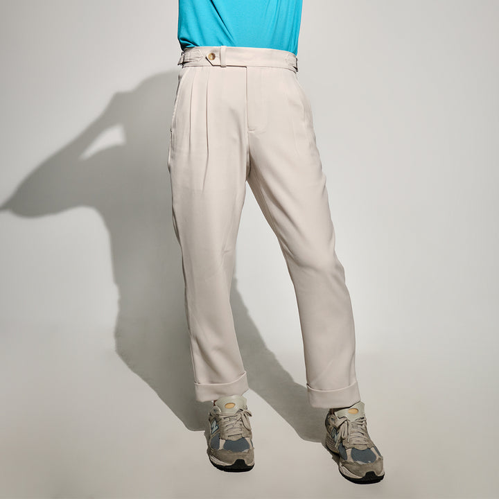era-won กางเกงขายาว รุ่น DOUBLE BELTS TROUSERS สี Light wars 