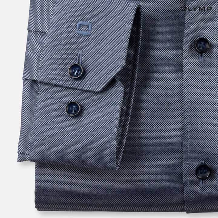 OLYMP No. Six Shirt เสื้อเชิ้ตผู้ชายแขนยาว สีกรมท่า ผ้าเท็กเจอร์  ทรงเข้ารูป ยืดหยุ่นได้ดี รีดง่าย AUTU24 