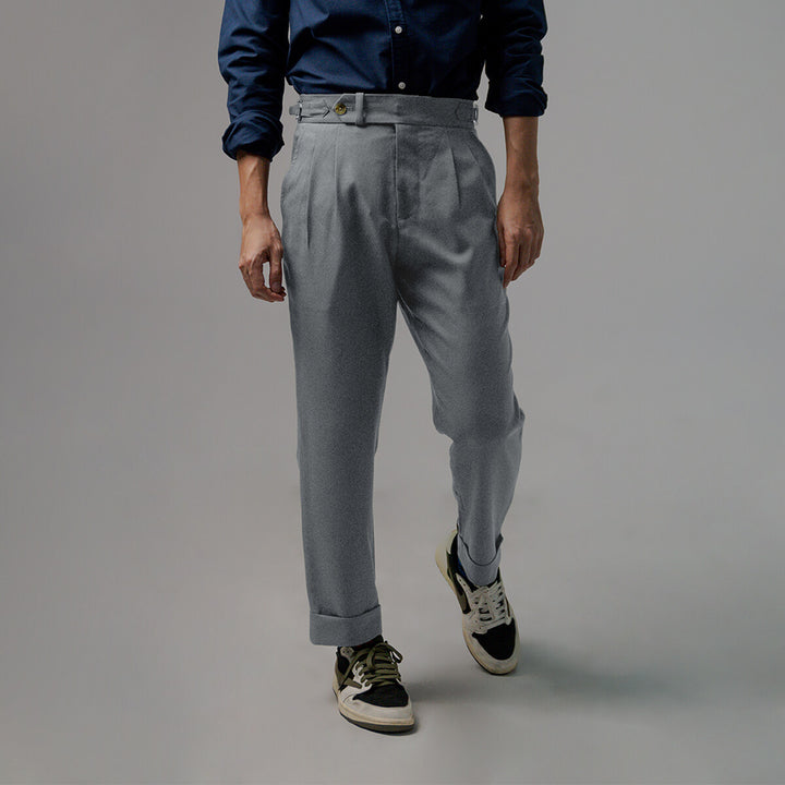 era-won กางเกงขายาว รุ่น Double Belts Trousers V1 ทรง Skinny Crop เอวสูง สี Mad Grey (เทา) 