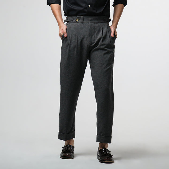 era-won กางเกงขายาว รุ่น Double Belts Trousers V1 ทรง Skinny Crop เอวสูง สี Opera Grey (เทาเข้ม) 