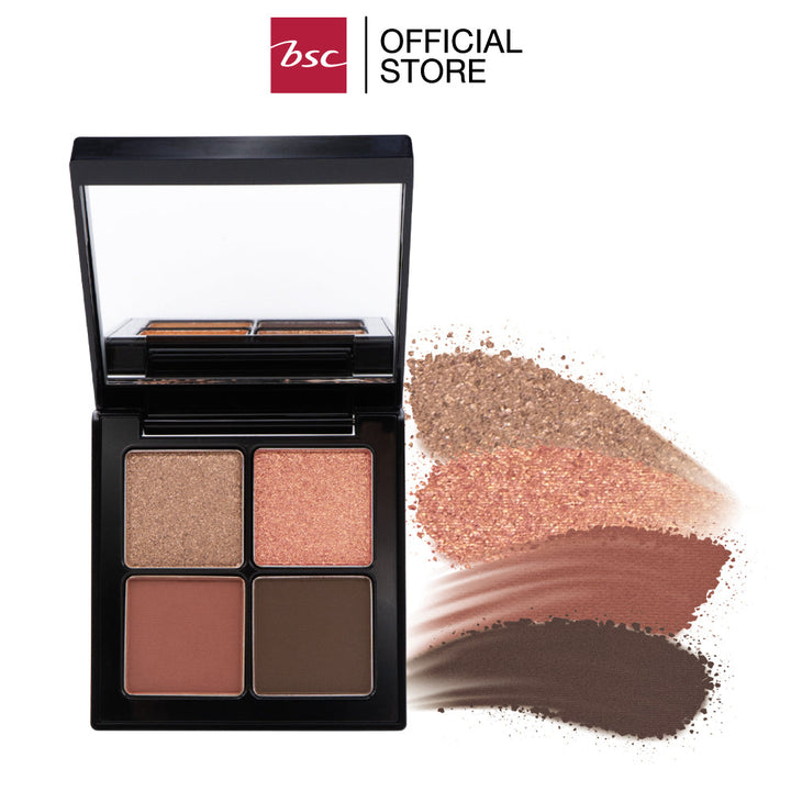 BSC AUTHENTIQ BIO SHIMMER&MATTE QUAD EYE PALETTEบีเอสซี ออเธนทิค ไบโอ ชิมเมอร์&แมทท์ ควอด อาย พาเล็ท อายชาโดว์มาพร้อมทั้งเนื้อแบบชิมเมอร์และแมทท์ เม็ดสีมีเนื้อสัมผัสที่นุ่มละมุน ช่วยให้เนื้ออายแชโดว์เนียนละอียด ICCSHOPPING