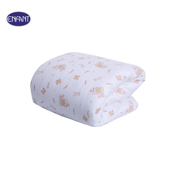 ENFANT (อองฟองต์) ผ้าห่มบุนวม ลายน้องหมี ผ้า Cotton Bamboo สีครีม ขนาด 30x40 นิ้ว 