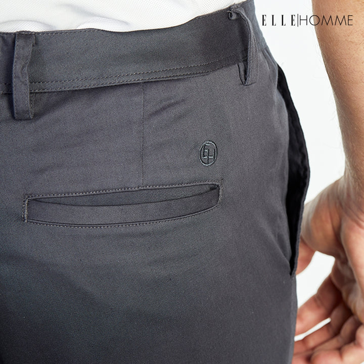 ELLE HOMME กางเกงชิโน่ ทรงสลิมฟิต ปักโลโก้ EH สีเทาเข้ม W8L275 