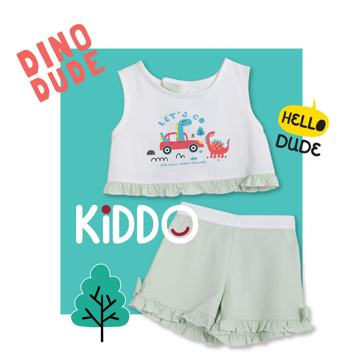 ENFANT (อองฟองต์) BSC KIDDO by Enfant ชุดเสื้อแขนกุด+กางเกงขาสั้น สำหรับเด็ก 3 เดือน - 2 ปี คอลเล็กชั่น DINO DUDE สีเขียว ICCSHOPPING