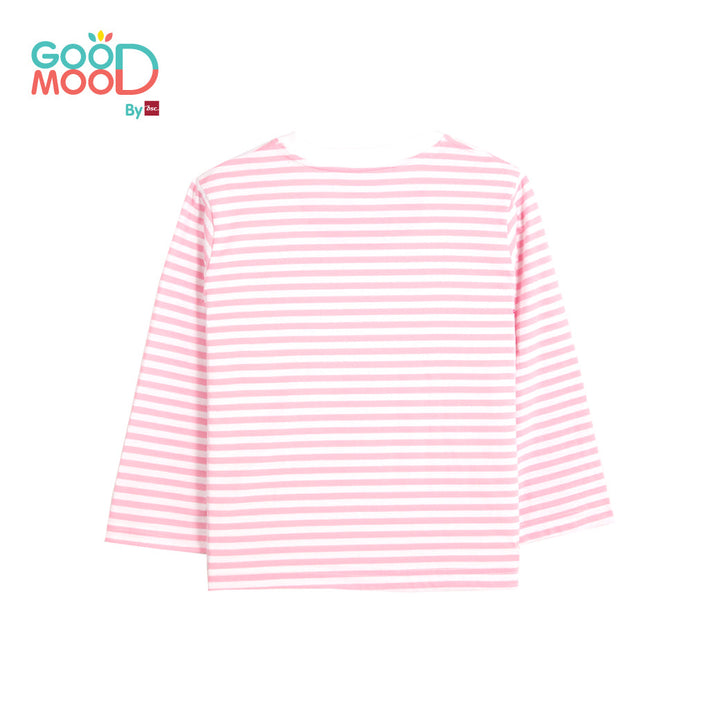 Good Mood by bsc ชุดนอนแขนยาว+กางเกงขายาวลายริ้ว สีชมพู สำหรับเด็กอายุ 2-9 ปี ผ้า Single Cotton ENFANT