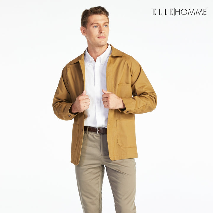 ELLE HOMME เสื้อแจ็คเก็ตผู้ชาย สไตล์ Casual สีเบจ W8J237 