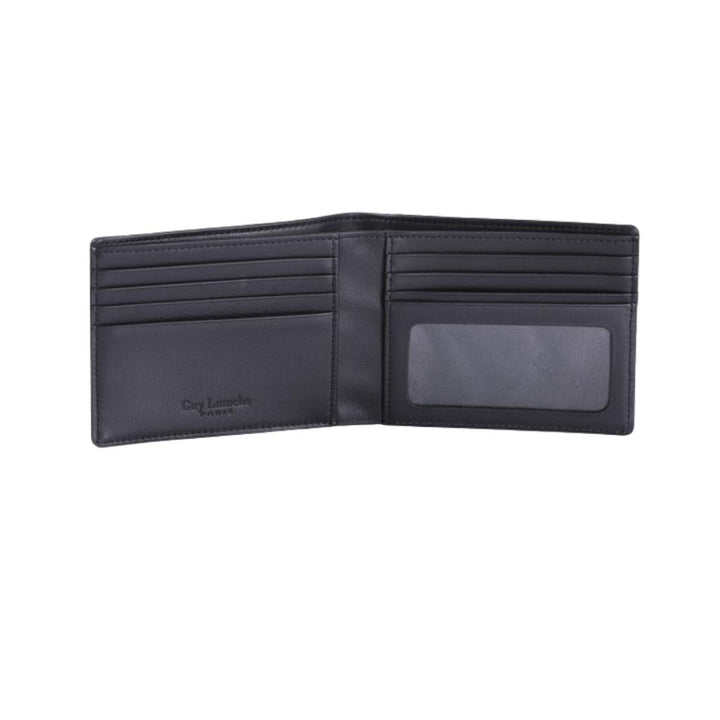 Guy Laroche กระเป๋าสตางค์หนังเรียบ พับสั้น 8 การ์ด สีดำ(BW11614W5BLS1) ICCSHOPPING