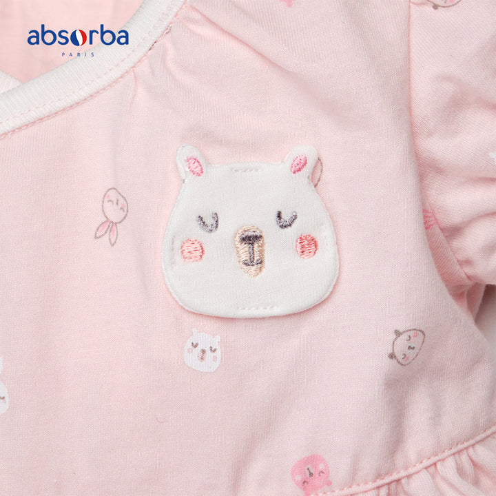 แอ็บซอร์บา ชุดเสื้อป้าย แขนสั้น  สำหรับเด็กแรกเกิด สีชมพู คอลเลคชั่น Petit Ours ICCSHOPPING