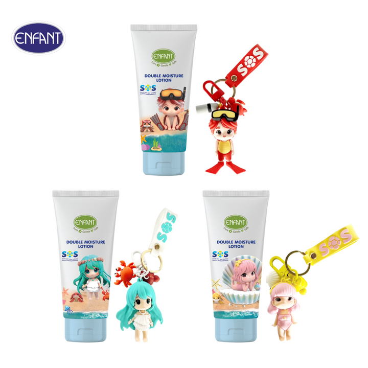 ENFANT (อองฟองต์) ออแกนิค ดับเบิ้ล มอยส์เจอร์ โลชั่น ชนิดหลอด 150ml. + พวงกุญแจ SoS Collection 