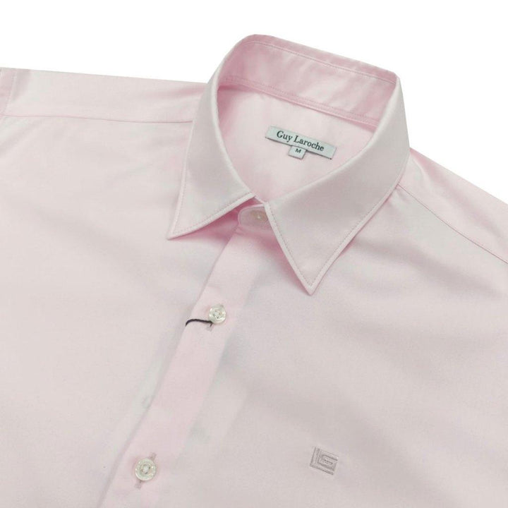 Guy Laroche เสื้อเชิ้ตแขนยาว คอปก สีพื้น ปักโลโก้ ทรง Slim Fit สีชมพู รุ่น BAB6254P5LP ICCSHOPPING