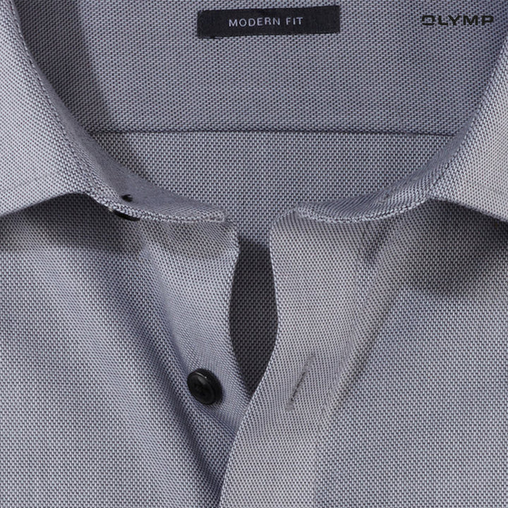 OLYMP  LUXOR Shirt เสื้อเชิ้ตผู้ชายแขนยาว สีเทา ผ้าเท็กเจอร์ ใส่สบาย รีดง่าย AUTU24 