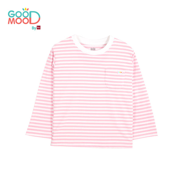 Good Mood by bsc ชุดนอนแขนยาว+กางเกงขายาวลายริ้ว สีชมพู สำหรับเด็กอายุ 2-9 ปี ผ้า Single Cotton ENFANT