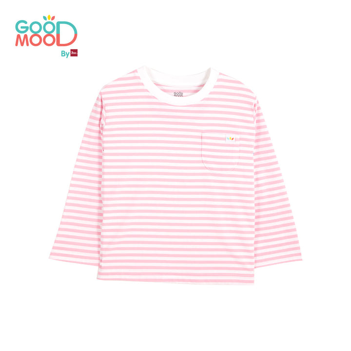 Good Mood by bsc ชุดนอนแขนยาว+กางเกงขายาวลายริ้ว สีชมพู สำหรับเด็กอายุ 2-9 ปี ผ้า Single Cotton ENFANT