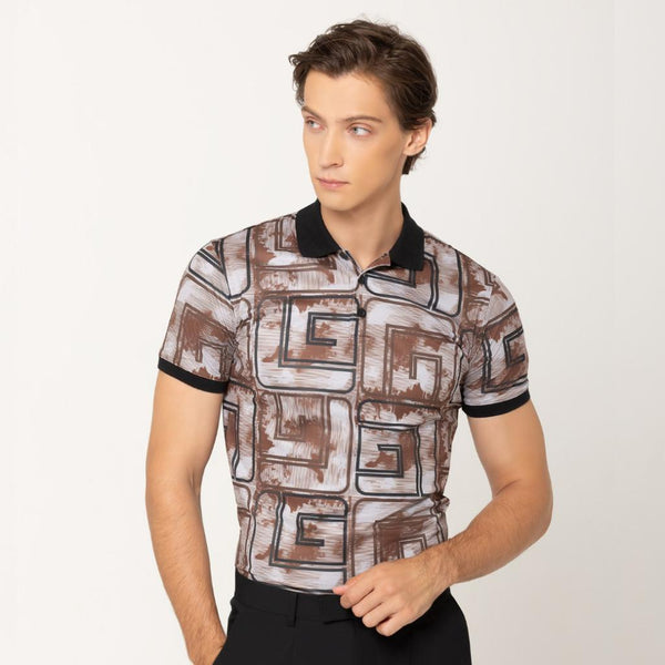 Guy Laroche เสื้อโปโลแขนสั้น สีน้ำตาล เนื้อผ้า 100% Polyester ทรง Extra FIT รุ่น BKL7302W5BR ICCSHOPPING