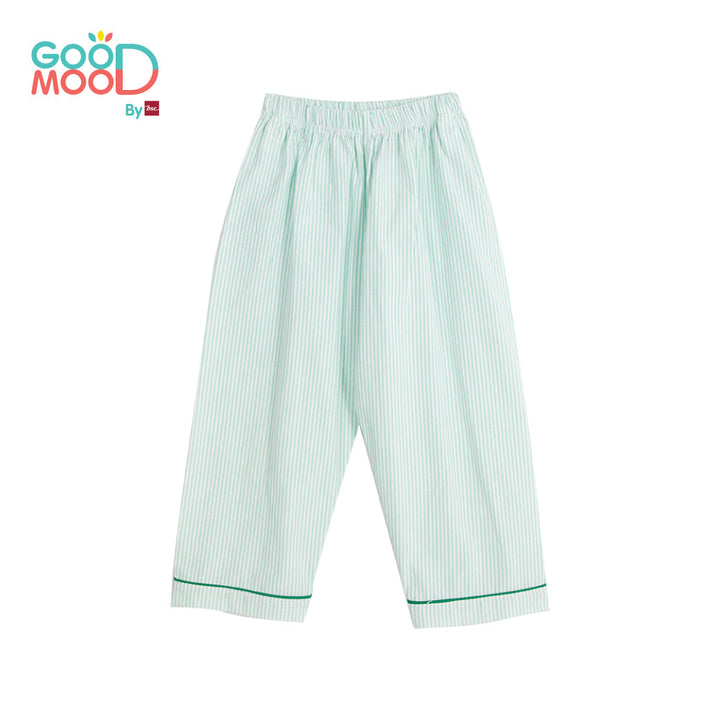 Good Mood by bsc ชุดนอนแขนยาว+กางเกงขายาวลายริ้ว สีเขียว สำหรับเด็กอายุ 2-9 ปี ผ้า Woven Cotton era-won