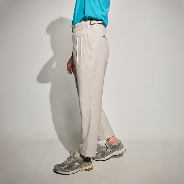 era-won กางเกงขายาว รุ่น DOUBLE BELTS TROUSERS สี Light wars 