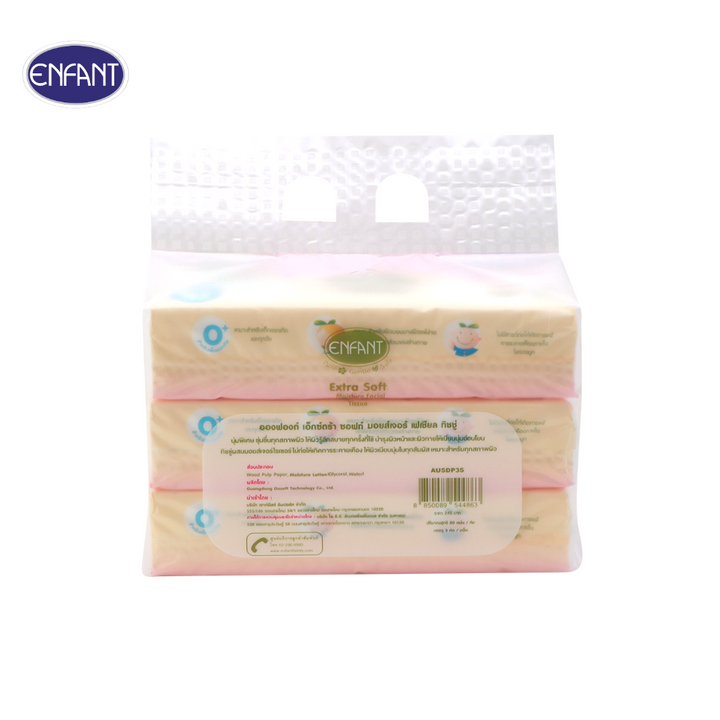 ENFANT (อองฟองต์) Extra Soft Moisture Facial Tissue ทิชชู่ผสมมอยส์เจอร์ ชนิดนุ่มพิเศษ 1ลัง/6แพ็ค 1แพ็ค/3ชิ้น 