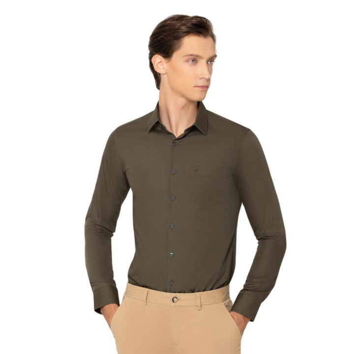 Guy Laroche เสื้อเชิ้ต PET แขนยาว สีเขียวเข้ม ทรง SLIM FIT รุ่น BAB6200W5DR ICCSHOPPING