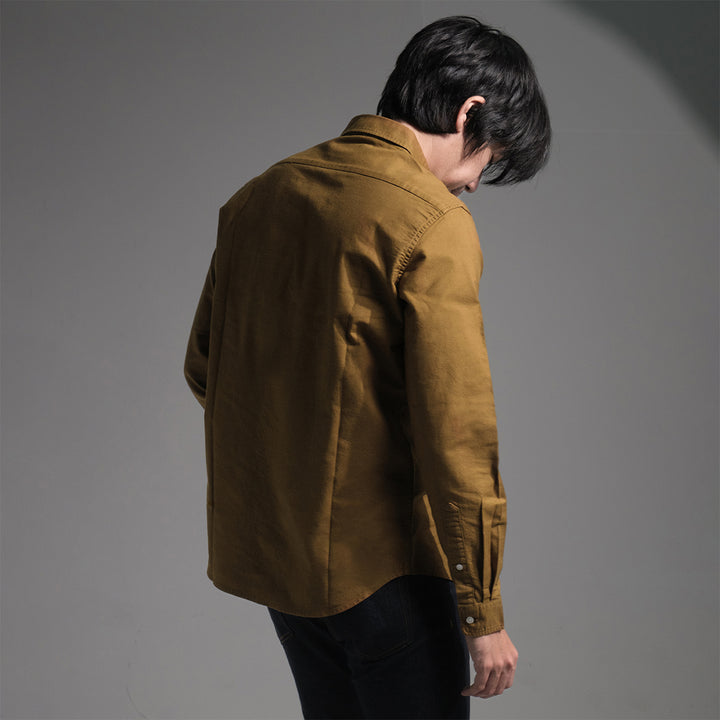 era-won เสื้อเชิ้ต ทรงปกติ Oxford Shirt แขนยาว คอปก สี Mustard 