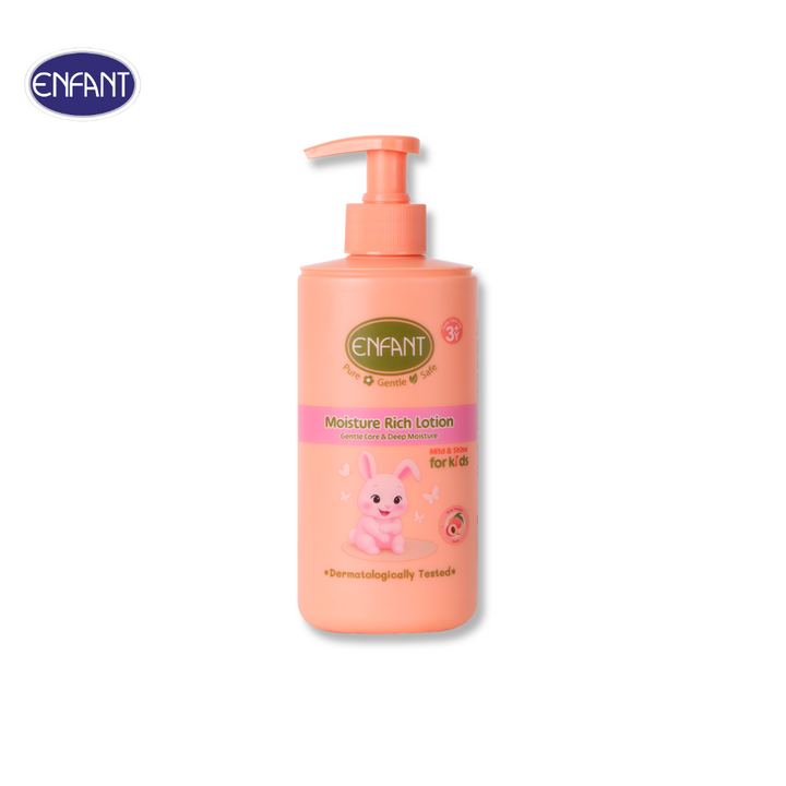 ENFANT (อองฟองต์) Mild & Shine Moisture Rich Lotion โลชั่นบำรุงผิว กลิ่น เพียวพีชชี่ สำหรับเด็ก 3 ปีขึ้นไป 250ml. ENFANT