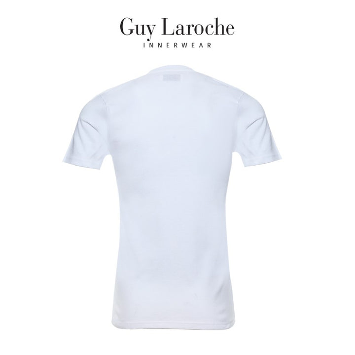 Guy Laroche เสื้อ T-Shirt ผ้า 100% Cotton คอกลมเนื้อแน่นนุ่มสบาย สีขาว 