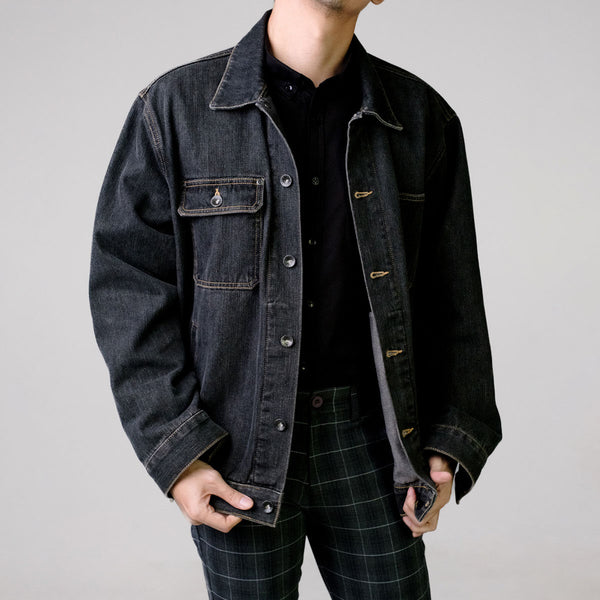 era-won  เสื้อแจ็คเก็ต โอเวอร์ไซซ์ DENIM JACKET OVERSIZE สี Black Ghost