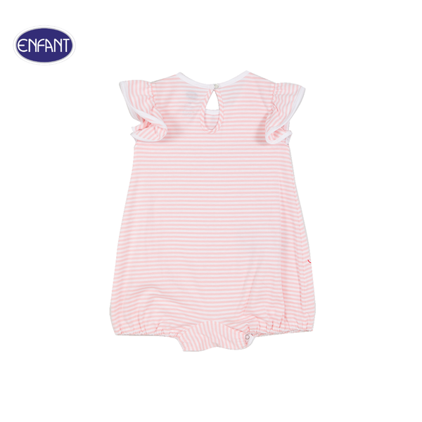 ENFANT (อองฟองต์) ชุดหมีแขนสั้น สำหรับเด็กหญิง 0-12 เดือน คอลเล็กชั่น Marine ผ้าคอตตอน 100% สีชมพู 
