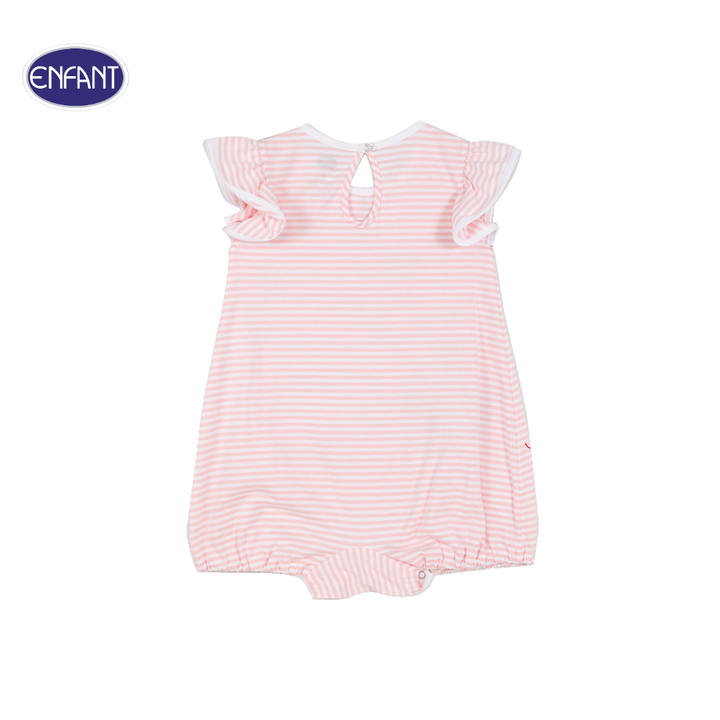 ENFANT (อองฟองต์) ชุดหมีแขนสั้น สำหรับเด็กหญิง 0-12 เดือน คอลเล็กชั่น Marine ผ้าคอตตอน 100% สีชมพู 