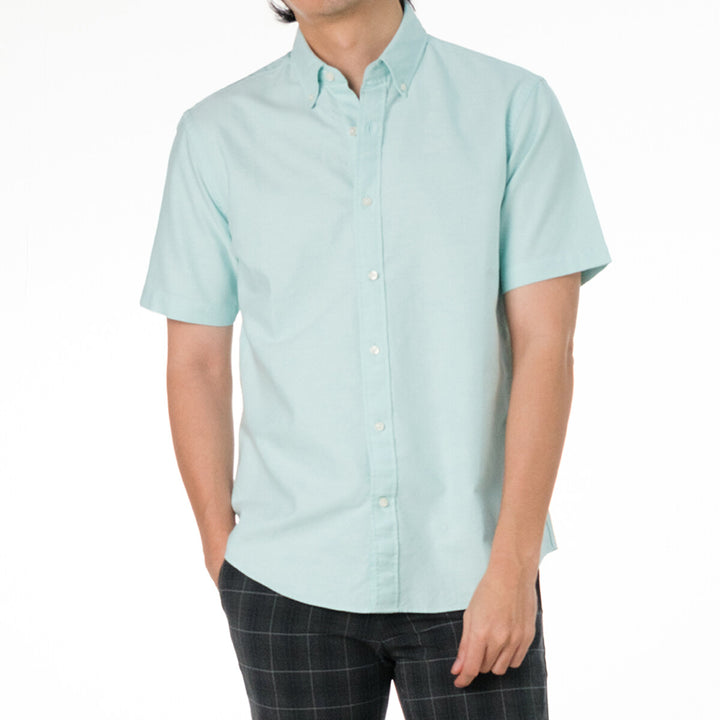 era-won เสื้อเชิ้ต Oxford shirts Mercerizing แขนสั้น สี Green London 