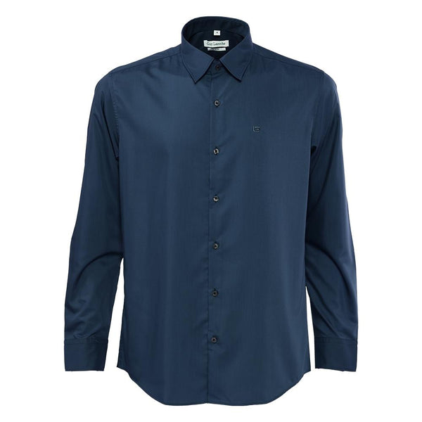 Guy Laroche เสื้อเชิ้ตแขนยาว คอปก สีพื้น ปักโลโก้ ทรง Slim Fit สีน้ำเงิน รุ่น BAB6254P5NB ICCSHOPPING