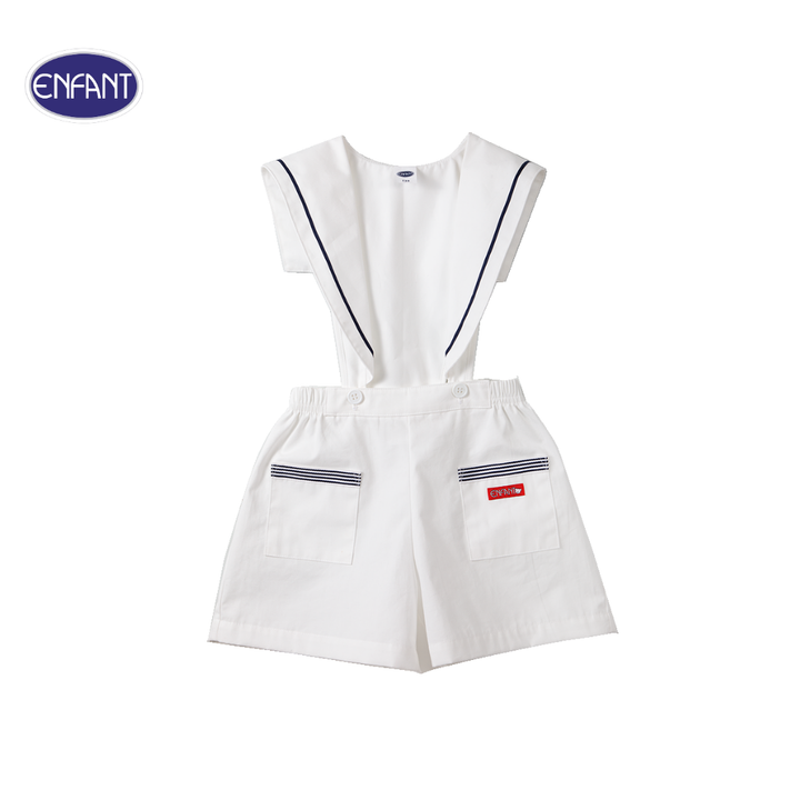 ENFANT (อองฟองต์) ชุดเสื้อยืด+กางเกงเอี้ยมถอดแยกได้ สำหรับเด็กหญิง 6 เดือน - 8 ปี คอลเล็กชั่น Marine ผ้าคอตตอน 100% สีกรมท่า 