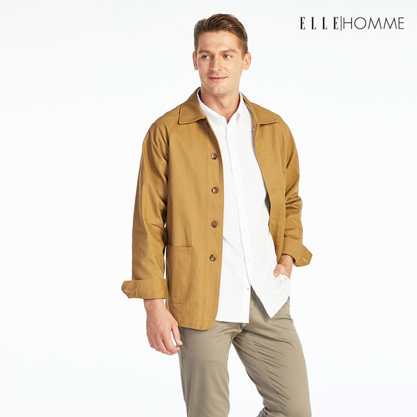 ELLE HOMME เสื้อแจ็คเก็ตผู้ชาย สไตล์ Casual สีเบจ W8J237 