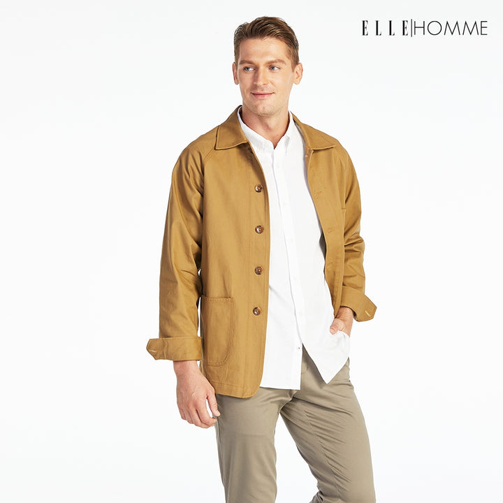 ELLE HOMME เสื้อแจ็คเก็ตผู้ชาย สไตล์ Casual สีเบจ W8J237 
