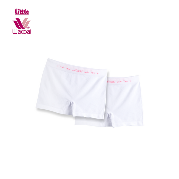 Little Wacoal (ลิตเติ้ล วาโก้) กางเกง Boxer เด็กผู้หญิง รุ่น Seamless สำหรับเด็กอายุ 4-12 ปี ไซซ์ S-XL แพ็ค 2 ตัว สีขาว