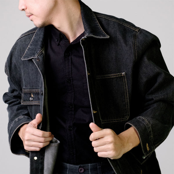 era-won  เสื้อแจ็คเก็ต โอเวอร์ไซซ์ DENIM JACKET OVERSIZE สี Black Ghost