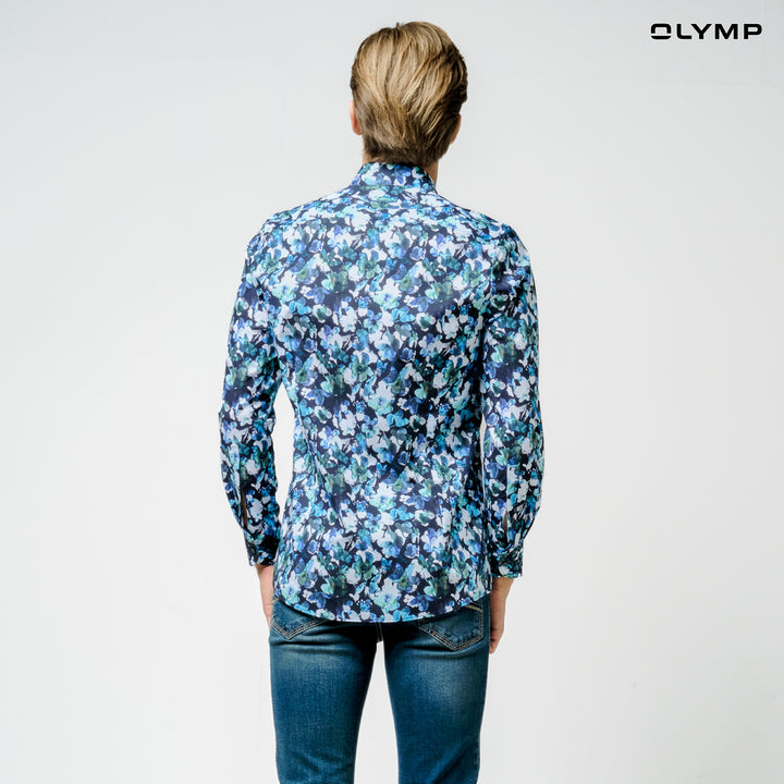 OLYMP  Level Five Shirt เสื้อเชิ้ตชาย ลายพิมพ์ฤดูใบไม้ผลิ ทรงพอดีตัว ยืดหยุ่นได้ดี รีดง่าย SPRI24 