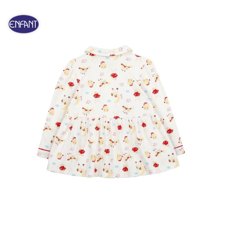 ENFANT (อองฟองต์) ชุดนอนแขนยาว+กางเกงขายาว สำหรับเด็กหญิง 1-10 ปี คอลเล็กชั่น Sleepy Bear ผ้าคอตตอนผสมใยไผ่ สีครีม 