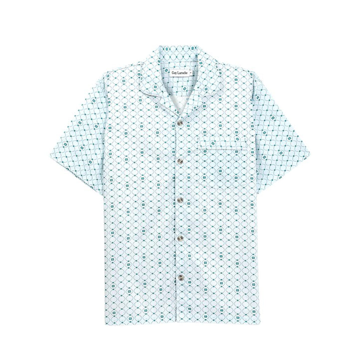 Guy Laroche ชุดนอนคอปก แขนสั้น ขายาว พิมพ์ลาย เนื้อผ้า 100% Cotton สีเขียว รุ่น JPP5965S5GR ICCSHOPPING