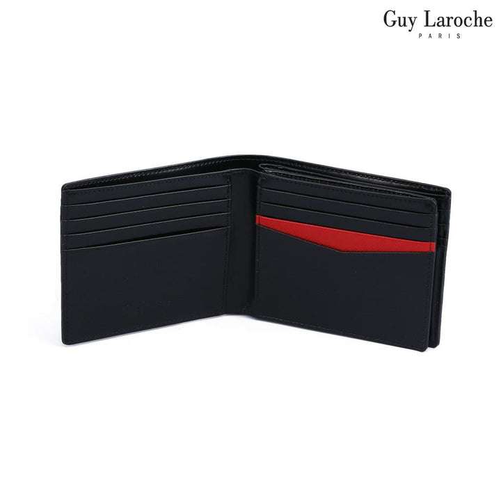 Guy Laroche กระเป๋าสตางค์พับสั้น มีลิ้นกลาง รุ่น CASEY - สีดำ (AGP01523W5) ICCSHOPPING