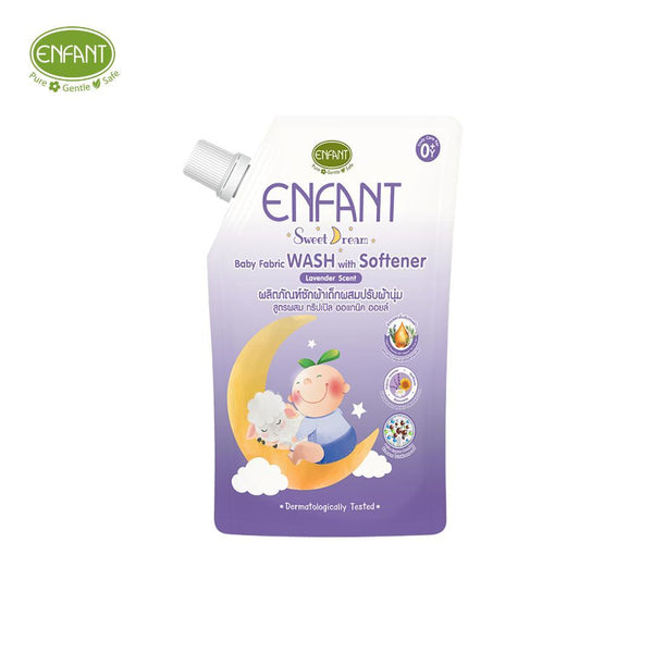 [จำกัดการซื้อท่านละ 2 เซต] ENFANT (อองฟองต์) Baby Fabric Wash With Softener ผลิตภัณฑ์ซักผ้าเด็กผสมปรับผ้านุ่ม กลิ่นลาเวนเดอร์ 600ml. [4 แถม 2] ICCSHOPPING