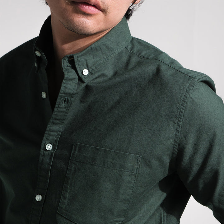 era-won เสื้อเชิ้ต ทรงปกติ Oxford Shirt แขนยาว คอปก สี Green 