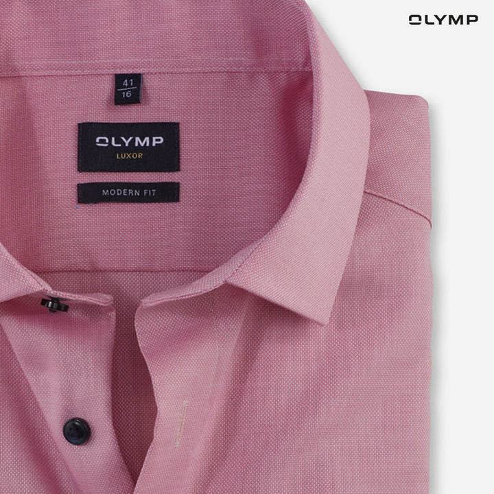 OLYMP  LUXOR Shirt เสื้อเชิ้ตชายแขนสั้น ผ้าเรียบสีขาว  ทรงหลวม ใส่สบาย รีดง่าย(SUMMER24) SUMM24 