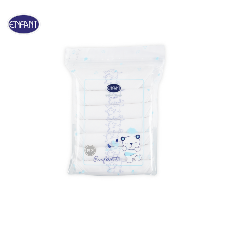 ENFANT (อองฟองต์) ผ้าอ้อมผ้าสาลูรุ่น ENFANT BLUE ขนาด27x27 นิ้ว  1แพ็ค/10 ผืน 